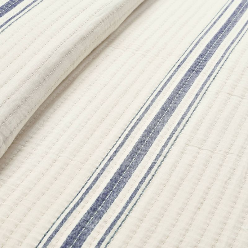 Farmhouse Stripe Kantha Pick Stitch Yarn Dyed Cotton Woven Single Quilt/Coverlet - Lush Décor, 6 of 10