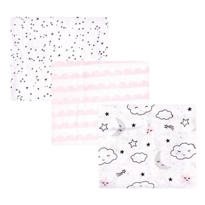 Hudson Baby Infant Girl Cotton Muslin Swaddle Blankets, Pink Dreamer, One Size