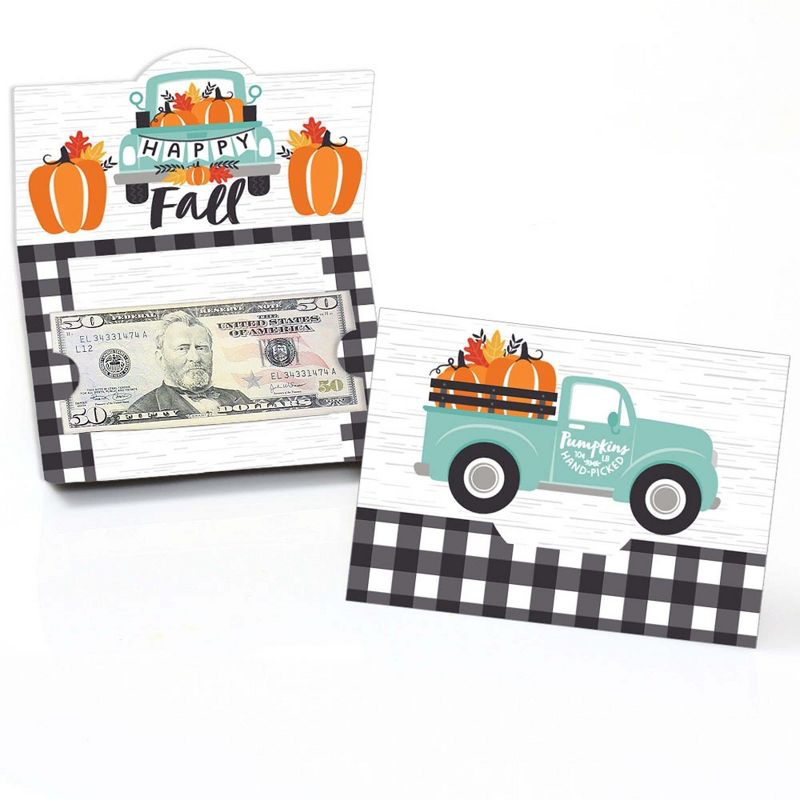 Big Dot of Happiness Happy Fall Truck - Harvest Pumpkin Party Money and Gift Card Holders - Set of 8, 1 of 5