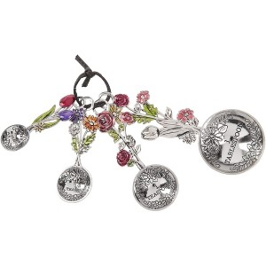 Ganz 4-Piece Zinc Alloy Measuring Spoon Set For Kitchen, Colorful Floral Bouquet - 1 of 3