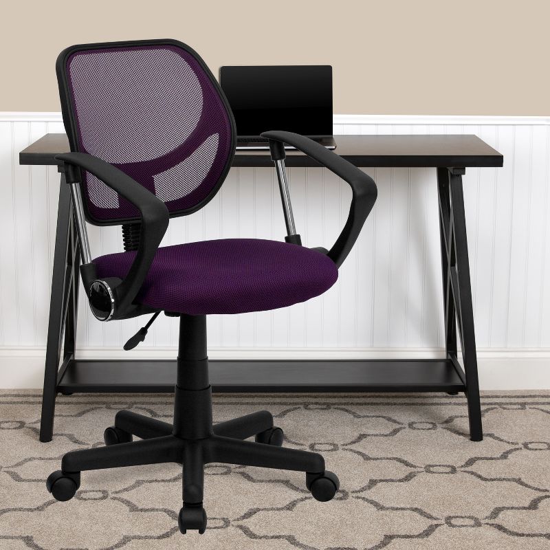 Emma and Oliver Mid-Back Mesh Swivel Task Office Chair with Curved Square Back and Arms, 2 of 11