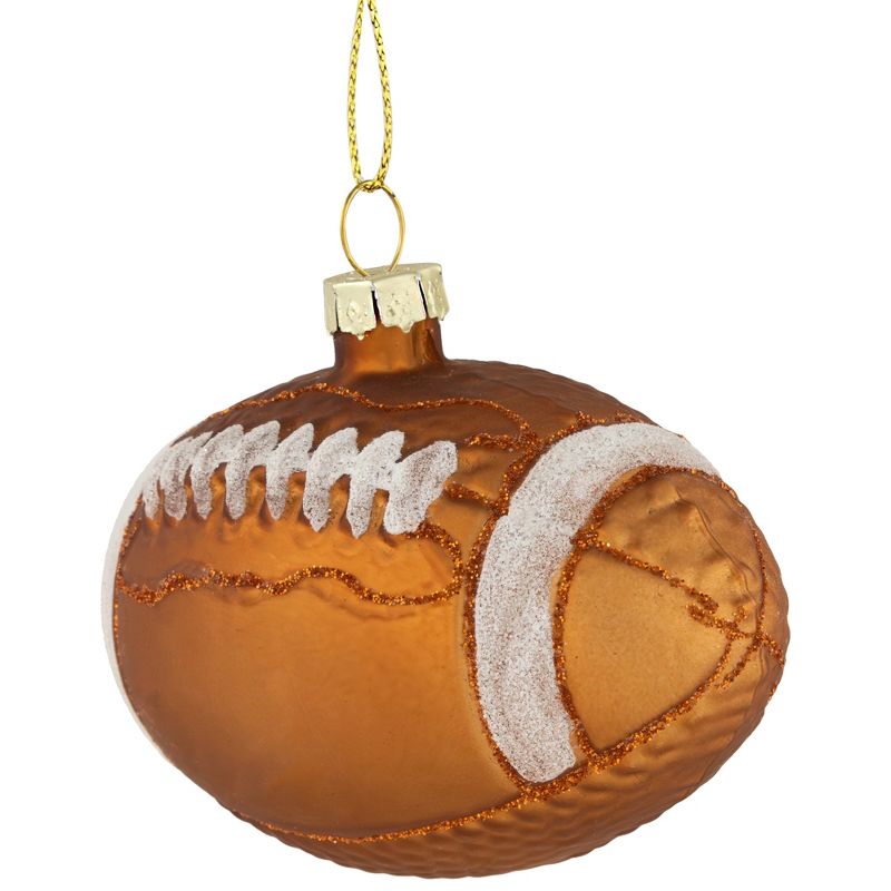 Northlight 3.5" Brown Football Glittered Glass Christmas Ornament, 3 of 6
