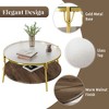 Angel Sar Modern Round Coffee Table, 29.9 Inch Walnut 2-Tier Glass Top Table with Gold Base for Living Room - 4 of 4