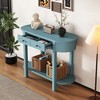 KIGFTSOD Elegant Retro Console Table - Curved Design, Smooth Glaze, Ideal for Entryways, Living & Hallway Decor - 2 of 4