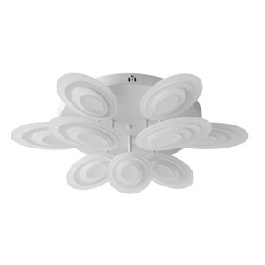 Modern LED Ceiling Light 55W Flush Mount, White Petal Ring Fixture for Bedroom Living Room, Dimmable - 1 of 4
