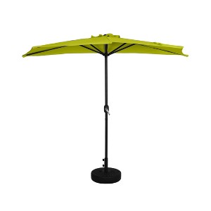 WestinTrends 9 Ft Half Market Patio Umbella with Black Round Plastic Base - 1 of 4