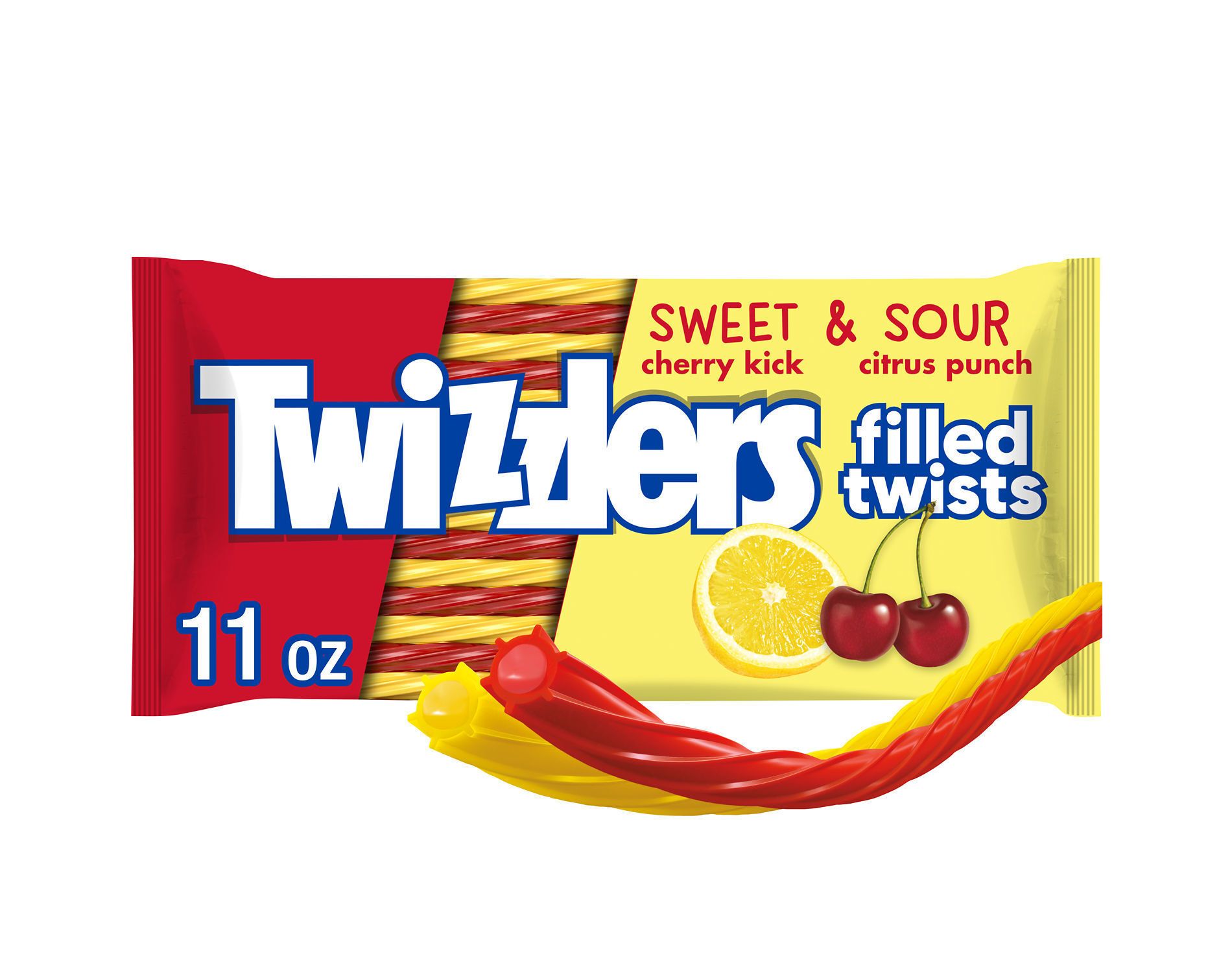 Twizzlers Filled Twists Sweet & Sour Flavored Licorice Style Candy - 11oz