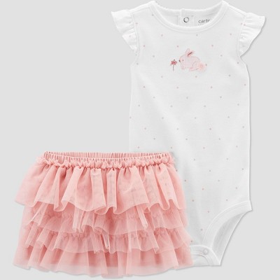 Image of Carter's Just One You®️ Baby 2pc Bunny Skirt Set - White/Pink 12M