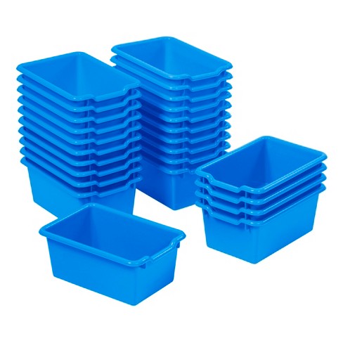 Adjustable Drawer Organizers, Plastic Desk Storage Bins (Blue, 4
