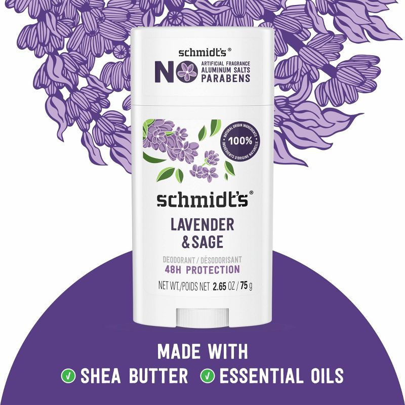 Schmidt&#39;s Lavender + Sage Aluminum-Free Natural Deodorant Stick - 2.65oz, 5 of 16
