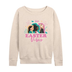 Women's - Barbie - Easter Lightweight French Terry Wide Neck Long Sleeve Shirt - 1 of 4