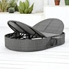 Convertible Outdoor Patio Daybed with Retractable Canopy, Foldable Side Trays, Cushions, and PE Wicker Rattan Frame - 4 of 4