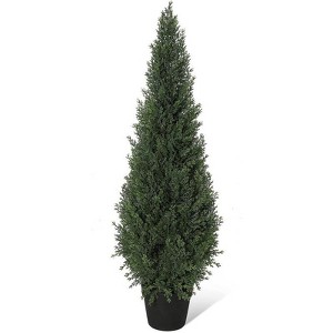 3/4 /5ft Artificial Cedar Tree, Home Decor Fake Cypress Potted Imitation Evergreen Plants for Indoor and Outdoor Front Porch Garden Decorative Fruit - 1 of 4