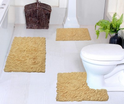 Bell Flower Collection Cotton Floral Pattern Tufted Bath Rug Set Pack of 3 - Home Weavers