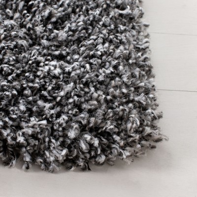 Plush Dark Grey Synthetic Square Shag Rug - Easy Care, Reversible