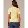 INSPIRE CHIC Women's Plaid Puff Short Sleeve Button Down Peter Pan Collar Shirt - 4 of 4