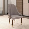 LeisureMod Dining Chair Upholstered in Leather Ripple Back Design with Rubberwood Frame and Legs with Gold Accents Elara Collection - 2 of 4