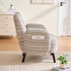 ORRD Modern Armchair with Storage Pocket, Sanded Fabric Upholstered Reading Chair, Solid Wood Legs for Living Room, Bedroom, Office，khaki - 2 of 4