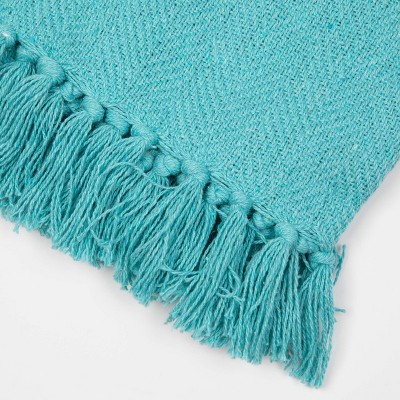 Aqua Reversible Cotton Herringbone Throw Blankets 50x70 - Pack of 12