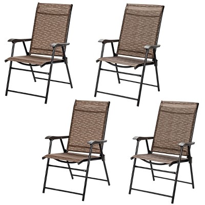 Tangkula Caming Chair Outdoor Folding Chair Garden Yard W/Armrest & Backrest