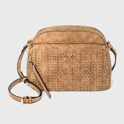 VR NYC Laser Cut Dome Crossbody Bag - Natural