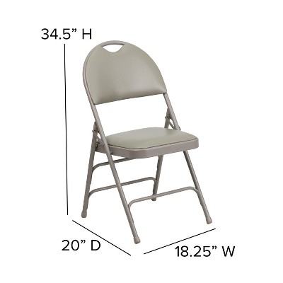 Gray Vinyl High Back Armless Metal Folding Chair Set