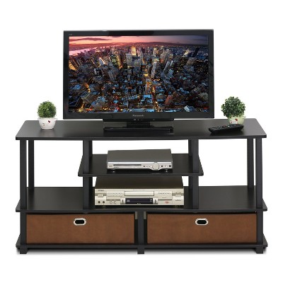 Espresso Wood TV Stand with Storage Bins for 55-Inch TV