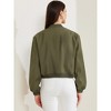 Allegra K Women's Button Down Stand Collar Long Sleeve Casual Cropped Bomber Jacket - image 3 of 4