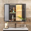 CSBDHome Double Door Mirrored Wall Cabinet with Rounded Edges – Black – Modern Bathroom Storage - 4 of 4