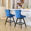 Kumasinova 25.9"H Swivel Bar Stools with Button Tufted Back,Set of 2,Luxury Velvet Barstools Dining Chairs with Chrome Nailhead Trim - 2 of 4
