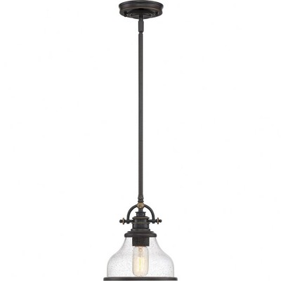 Grant 8" Bronze and Glass Mini Pendant Light