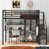 TIRAMISUBEST Full Size Metal Loft Bed with Open Wardrobe, Modern Storage Bed Frame with Mesh Board, Desk and Shelves - 2 of 4