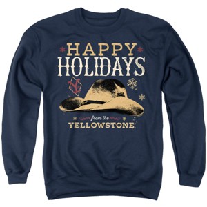 Men's Yellowstone Christmas, Happy Holidays From The Yellowstone Crewneck Sweatshirt - 1 of 4