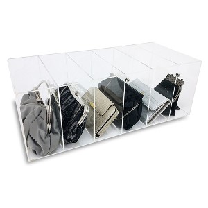 OnDisplay Deluxe Acrylic 6 Slot Purse Organizer - Multi-Section Clear Lucite Clutch/Small Handbag Station - 1 of 1