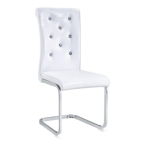 TopComfy Accent Chairs Set Of 2 Retro Alligator Skin Upholstered Dining Chairs Faux Leather Design For Dining Room, White, 16.4"*22.4"*39.6" - 1 of 4