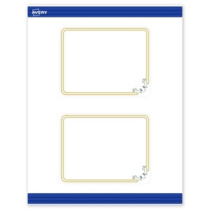 Avery 4.25" x 5.5" Cards, Gold Double Border with Florals, 20 ct - 1 of 4