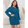 Women Plus Size V-neck Long Sleeve Knit Stretchable Elasticity Slim Sweater Bodycon Midi Pullover Sweater Dress - 2 of 4