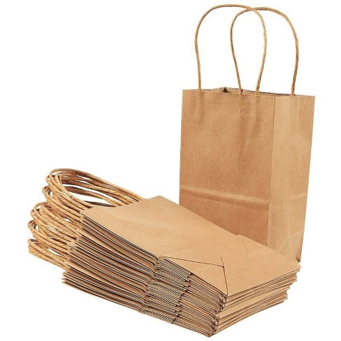 8 x 5 x 10 Kraft Brown Paper Cub Shopping Gift Bags with Rope Handles x 50 pcs 