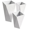LeisureMod Aloe 3-Piece Tapered Square Stone Planter Set with Drainage – Weather-Resistant Planters for Indoor and Outdoor Patio Herb Garden - 2 of 4