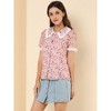 INSPIRE CHIC Women's Peter Pan Collar Lace Trim Embroidered Casual Floral Blouse - 3 of 4