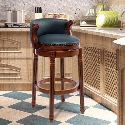 NicBex Cow top Leather Wooden Bar Stools,360 Degree Swivel Bar Stools with Backs,Counter Height Bar Stools for Home Kitchen Cafe