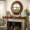 BEAUTYPEAK 20" Round Sunflower Wall Mirror, Boho Decorative Wood Frame, Vanity or Bathroom Wall Mirror for Living Room, Entryway, Bedroom - 2 of 4