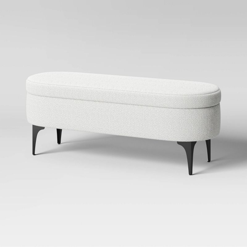 Storage Bench with Metal Legs Cream Boucle - Threshold™, 1 of 9