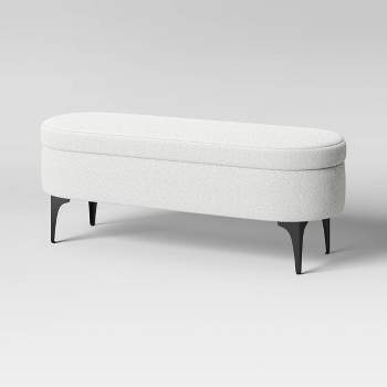 Storage Bench with Metal Legs Cream Boucle White - Threshold™