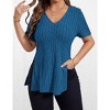 Womens Plus Size Tops Casual V Neck Short Sleeve Shirts Split Hem Blouses - 4 of 4