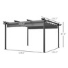 13' x 13' Aluminum Retractable Pergola Canopy, Outdoor Pergola for Garden, Patio, Deck - 3 of 4