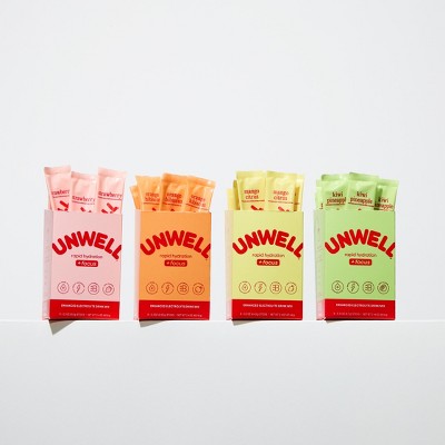 Unwell Hydration Electrolyte Stick Pack for Rapid Hydration - Orange Hibiscus - 8pk