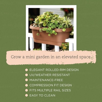 Bloem 24" Chocolate Resin Rectangular Deck Rail Planter