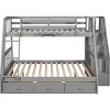 Streamdale Twin-Over-Full Bunk Bed with Drawers氓Ladder and Storage Staircase, Gray - 4 of 4