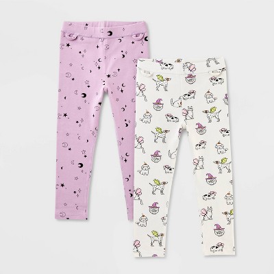 Toddler Girls' Adaptive 2pk Halloween Legging's - Cat & Jack™ Lavender/Cream